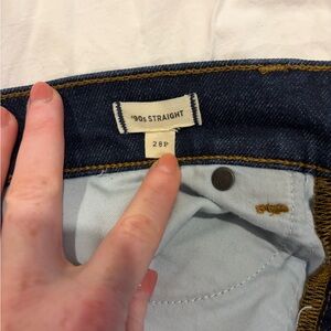 Madewell petite 90s straight dark blue denim jeans 28p high rise